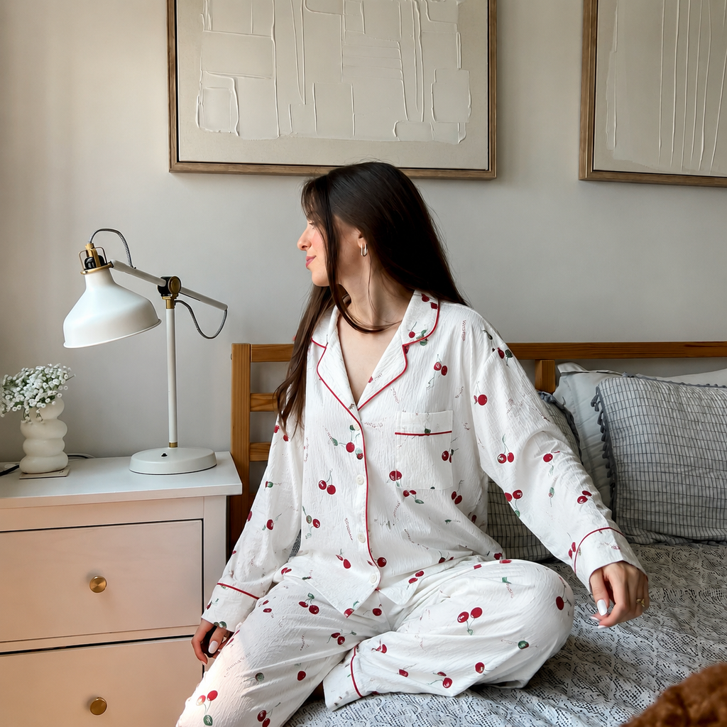 cherry morning - 100% cotton pyjama set