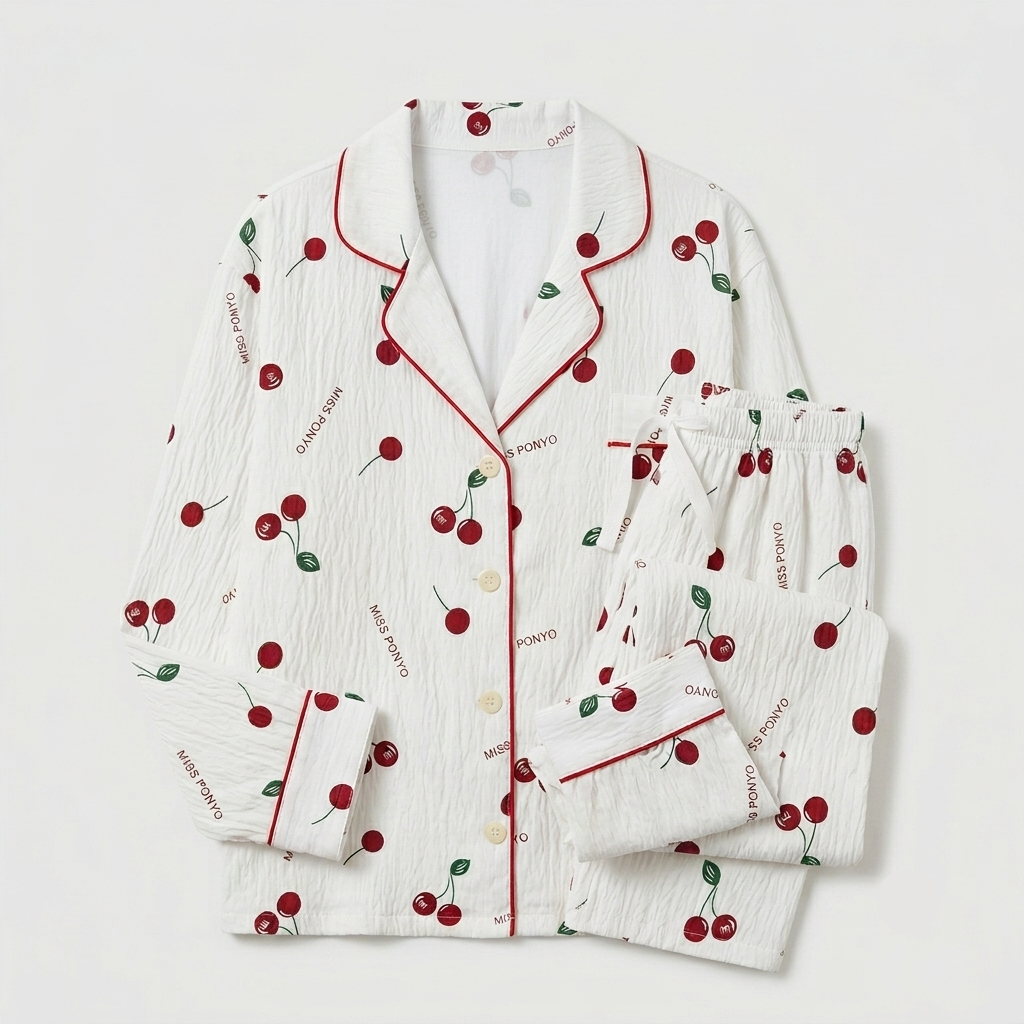 cherry morning - 100% cotton pyjama set