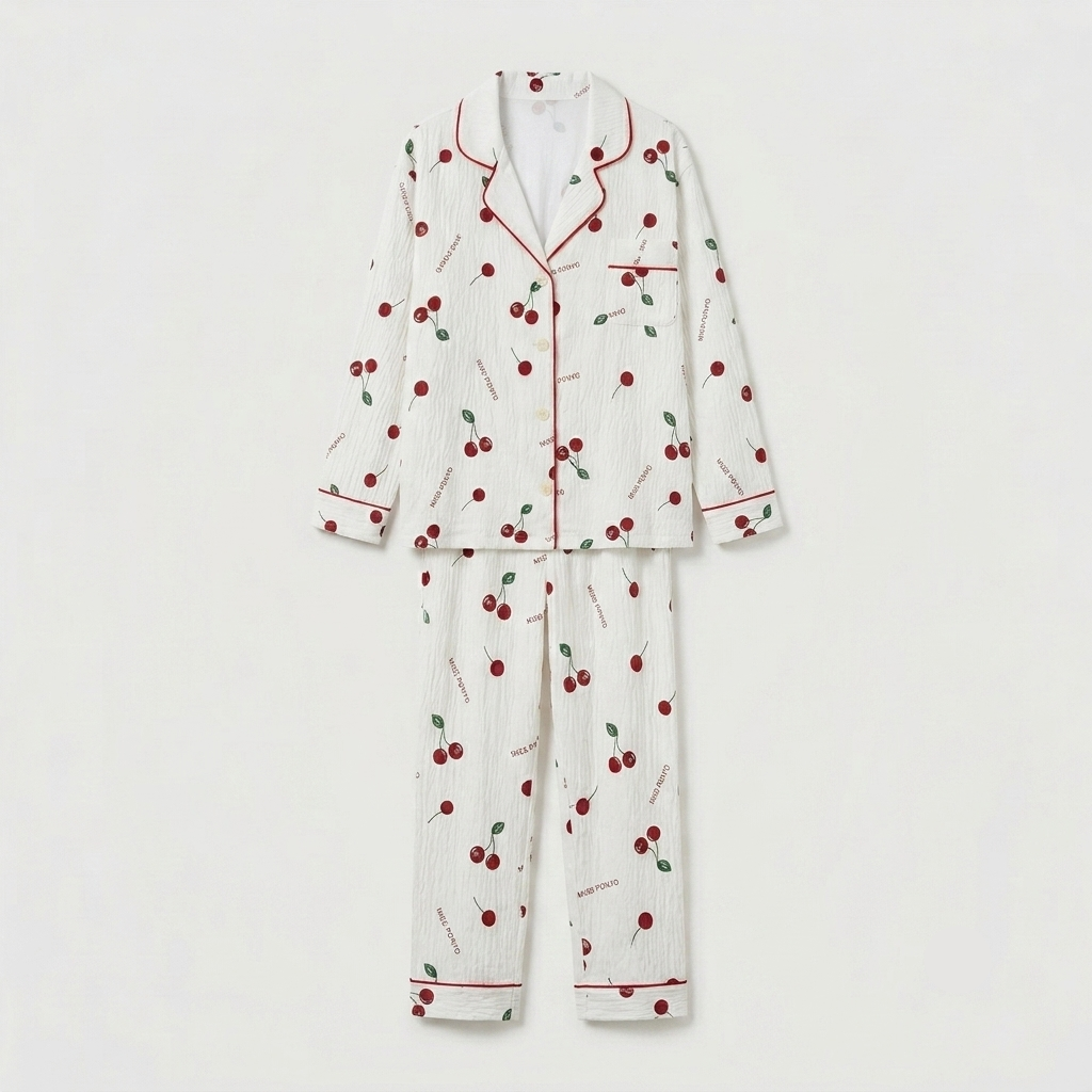 cherry morning - 100% cotton pyjama set